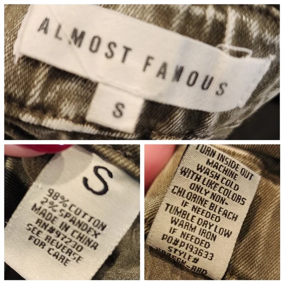 Almost Famous green acid wash stretch waist tapered jeans. Size small.  Highrise - Picture 4 of 14